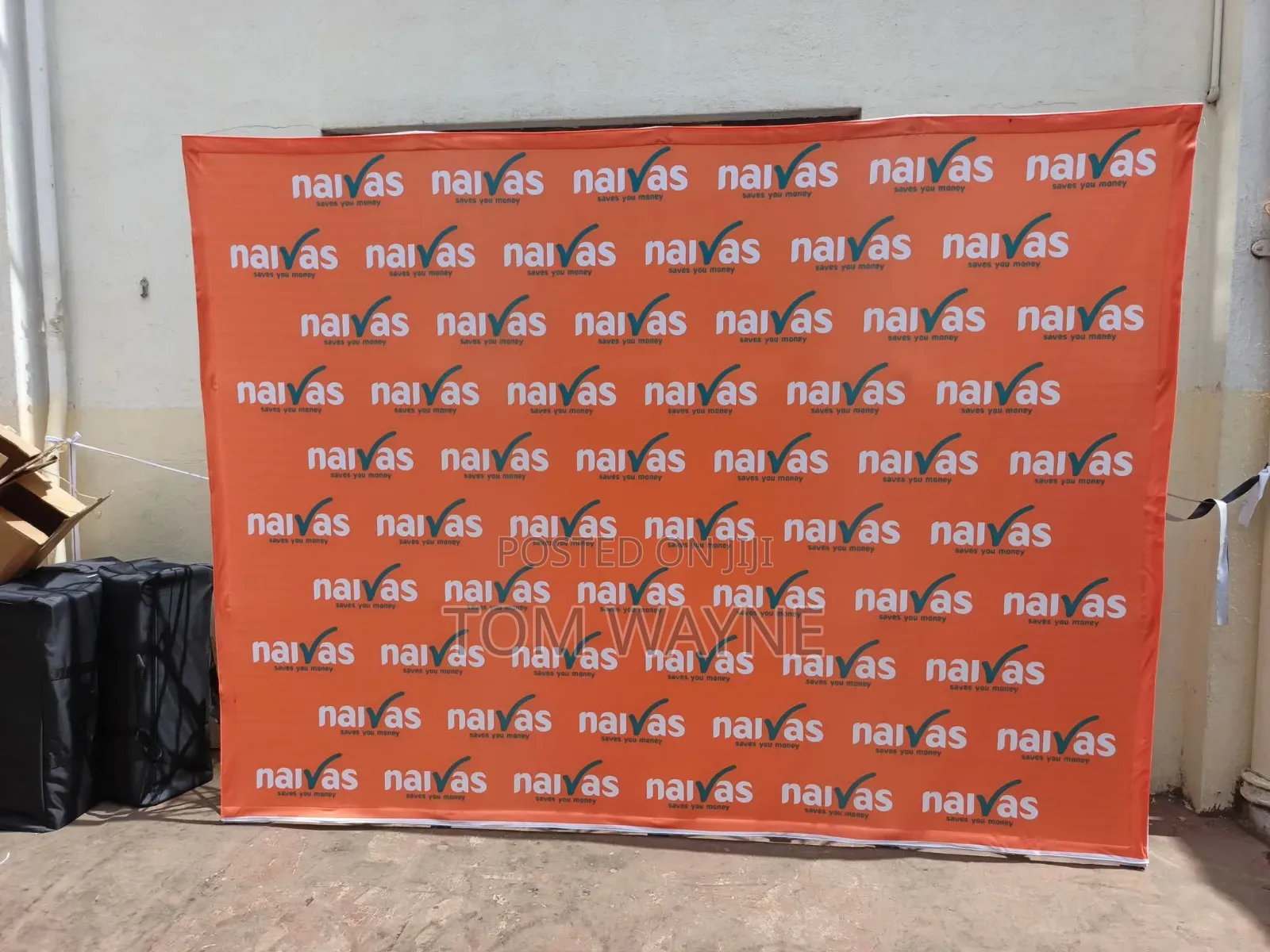Backdrop Media Banner on Collapsible Aluminum Frame Stand. 3m by 2.25m