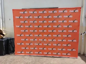 Backdrop Media Banner on Collapsible Aluminum Frame Stand. 3m by 2.25m