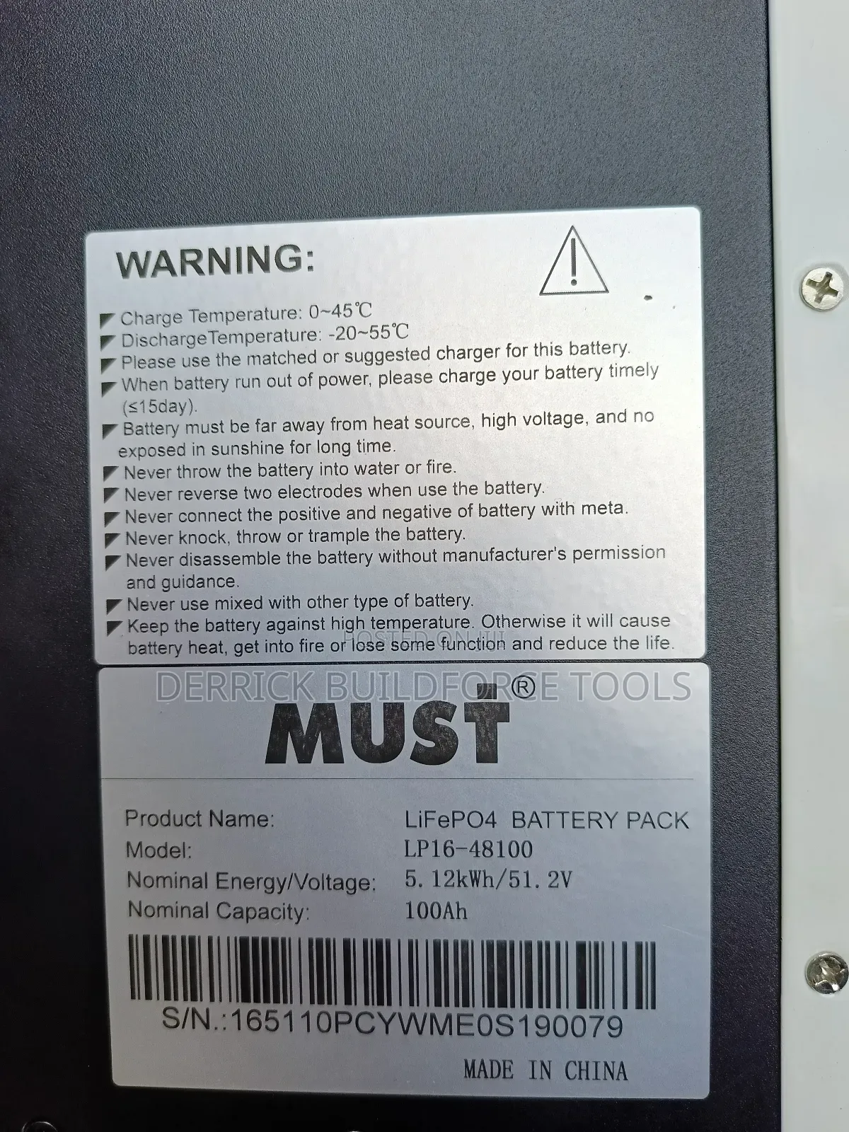 Must 5.12kwh/51.2v Heavy Duty Lithium Battery