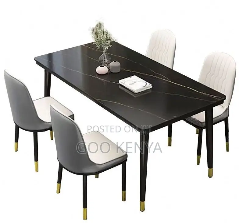 Home Dining; Modern Luxury 4–Seater Dining Set With Leather Covers