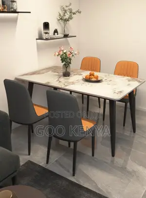 Home Dining; Modern Luxury 4–Seater Dining Set With Leather Covers