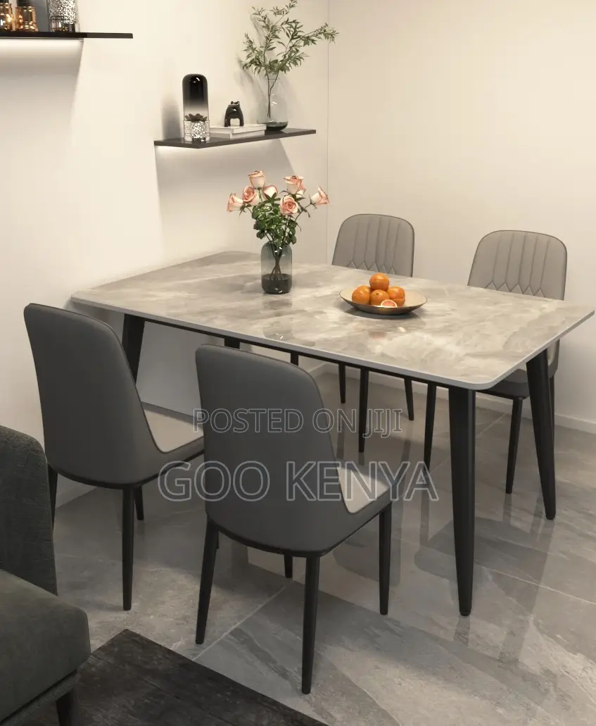 Home Dining; Modern Luxury 4–Seater Dining Set With Leather Covers