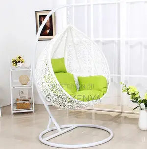 Home Chair; Modern Egg-Shaped Wicker Swing Chair With Metal Stand