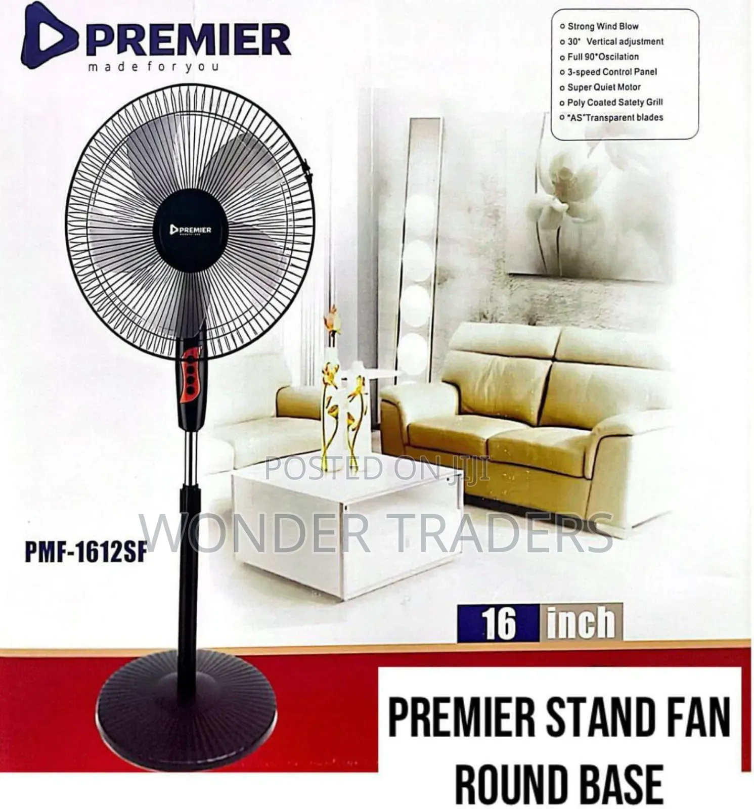 Premier Stand Fan With Round Base