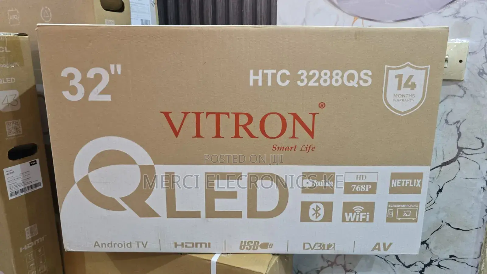 Vitron 32 Inch Qled Smart Android TV Htc3288qs With Bluetooth Netflix,