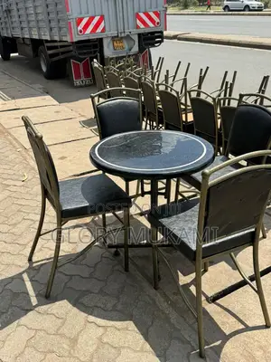 Restaurant And Bar Black Chairs And Black Marble Table