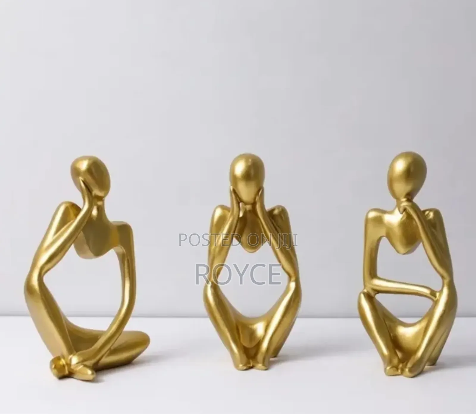 Golden Thinker Statue Deco -12cm