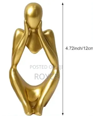 Golden Thinker Statue Deco -12cm