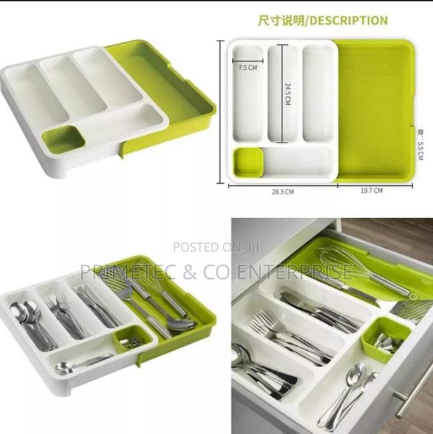 3 in 1 Multipurpose Plastic Cutlery Drawer Organizer - thumbnail 2