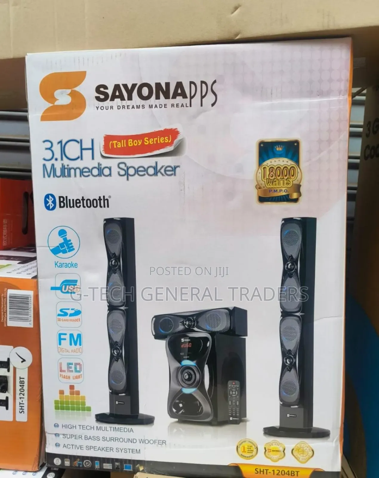 Sayona 3.1 Channel Tall Boy Speaker System Sht-1204bt