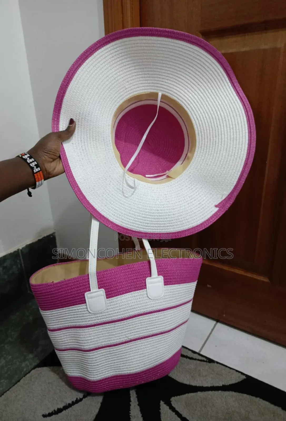 Summer Straw Woven Beach Bag And Hat