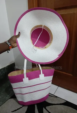 Summer Straw Woven Beach Bag And Hat