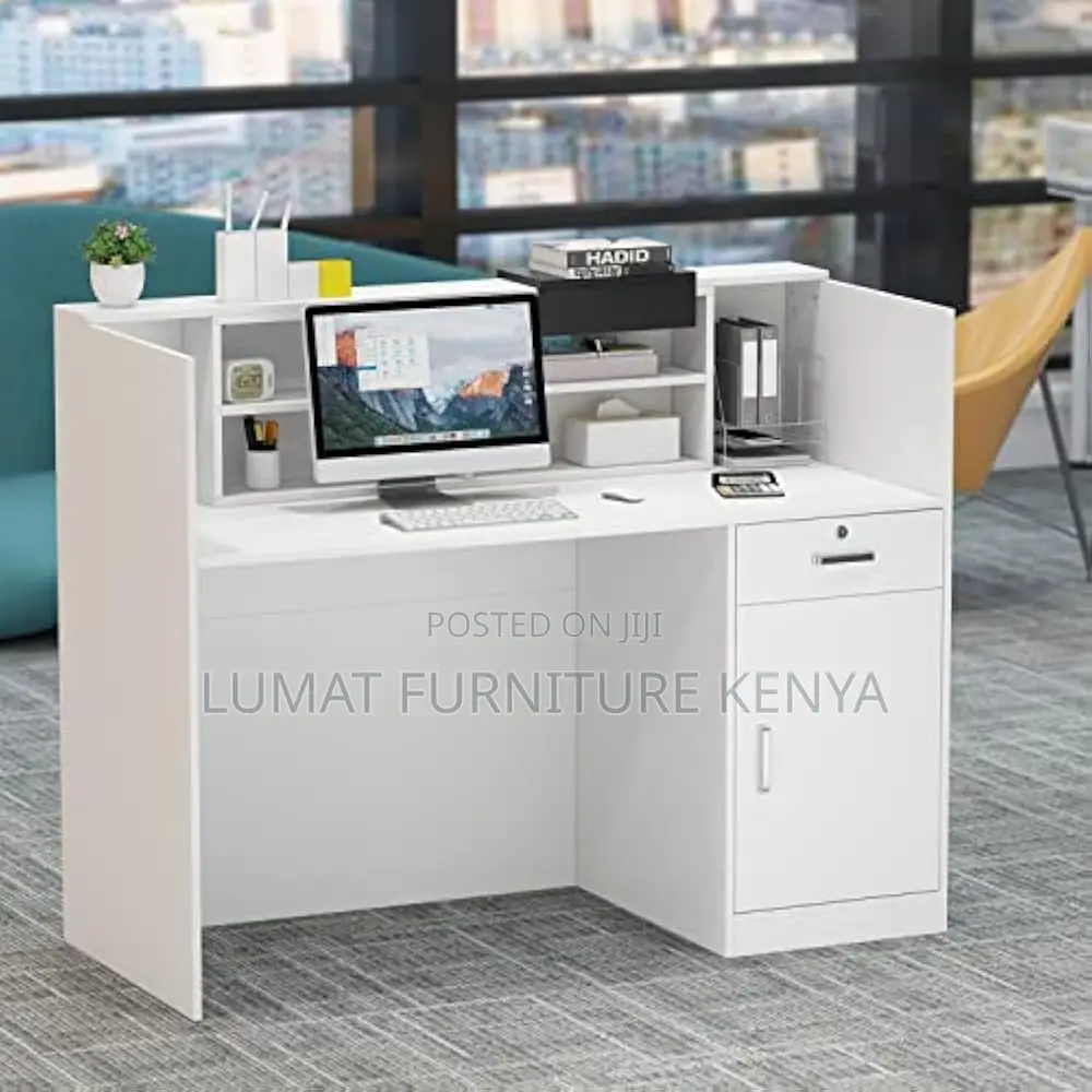 1600mm Modern White Reception Secretarial Desk
