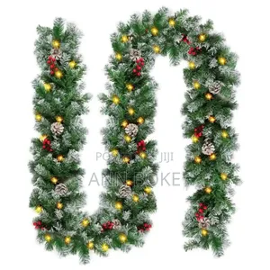 2.7 Christmas Garland With Lights and Decorations
