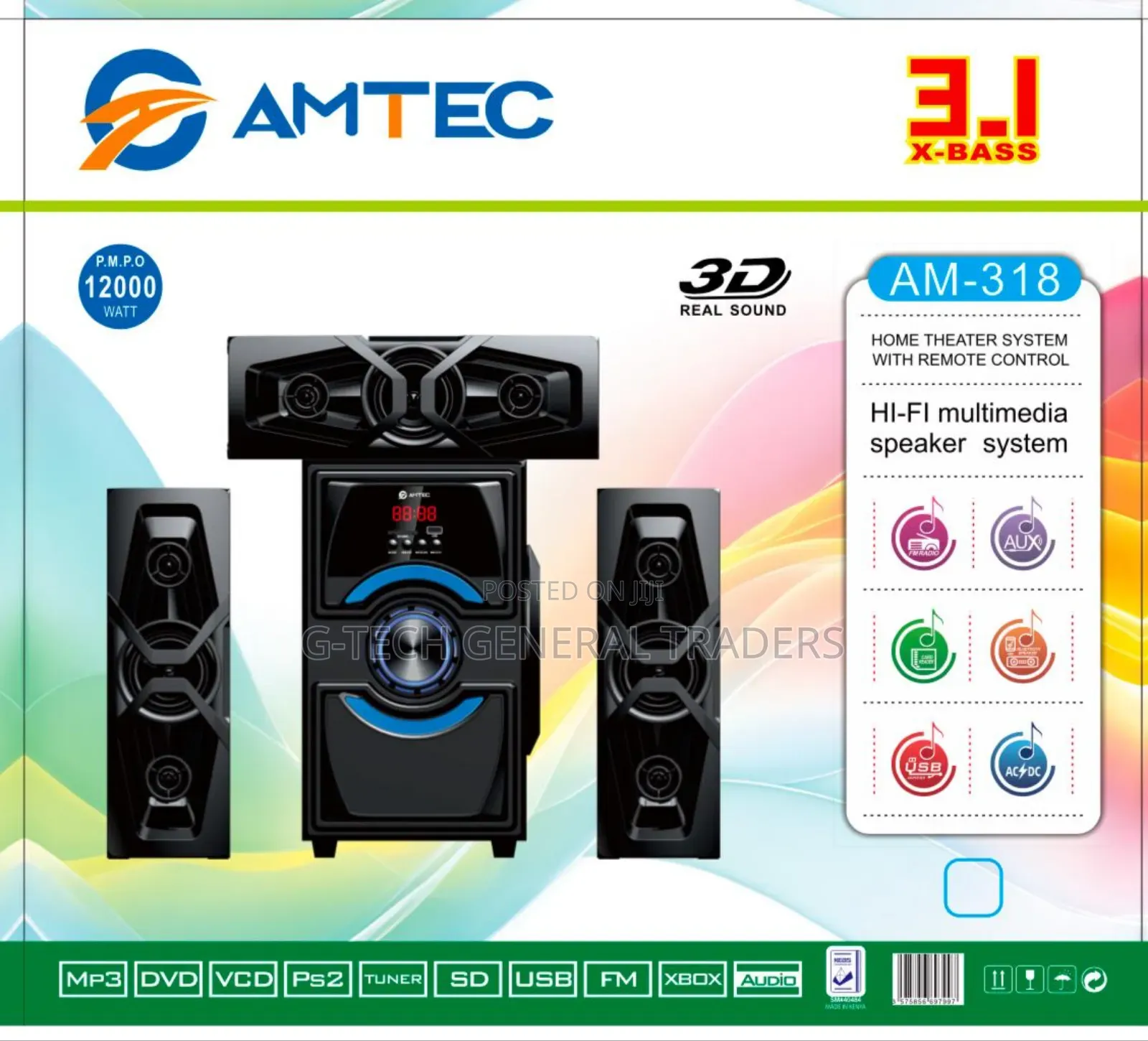Amtec 3.1 Channel Multimedia Speaker System Am-318