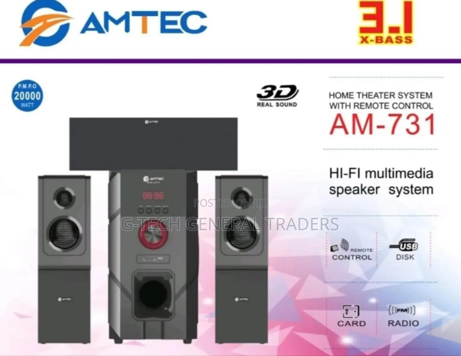 Amtec 3.1ch Multimedia Speaker System Am-731 20000w