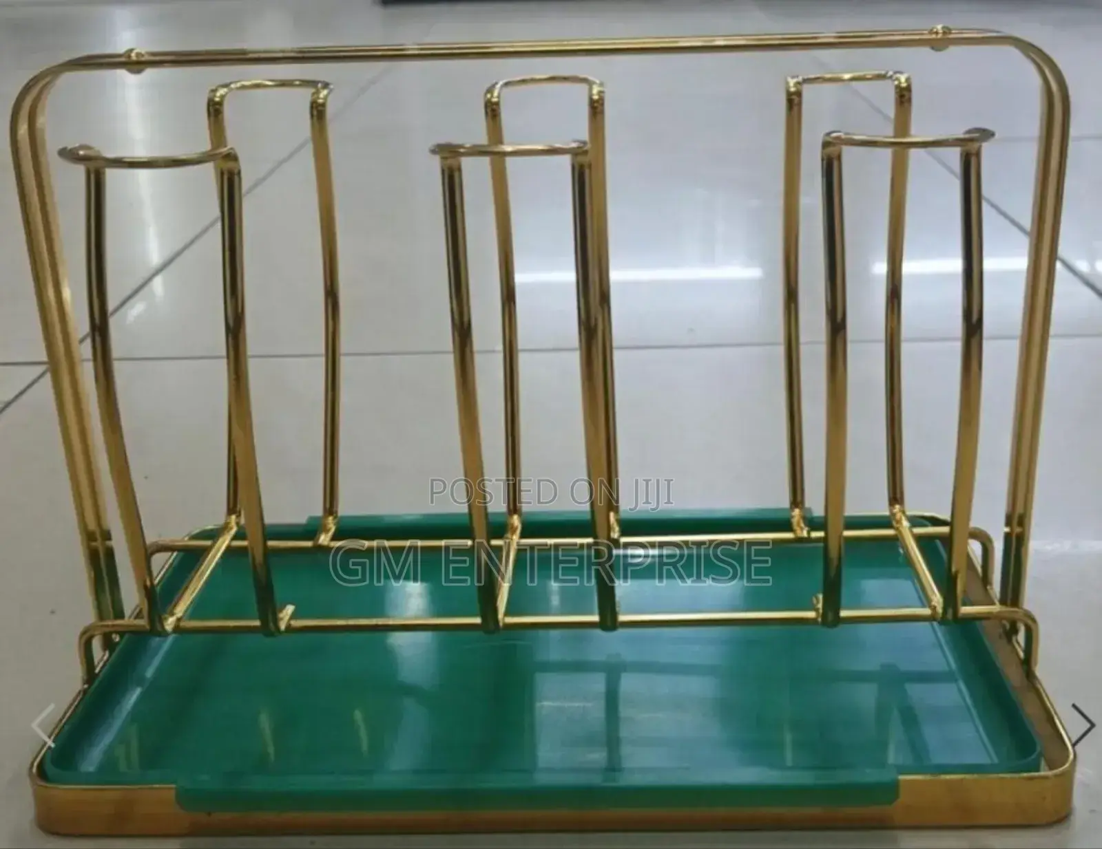 *Anbaide Rotating Golden Rack 6pc Tumbler Holder Plus Drain Tray