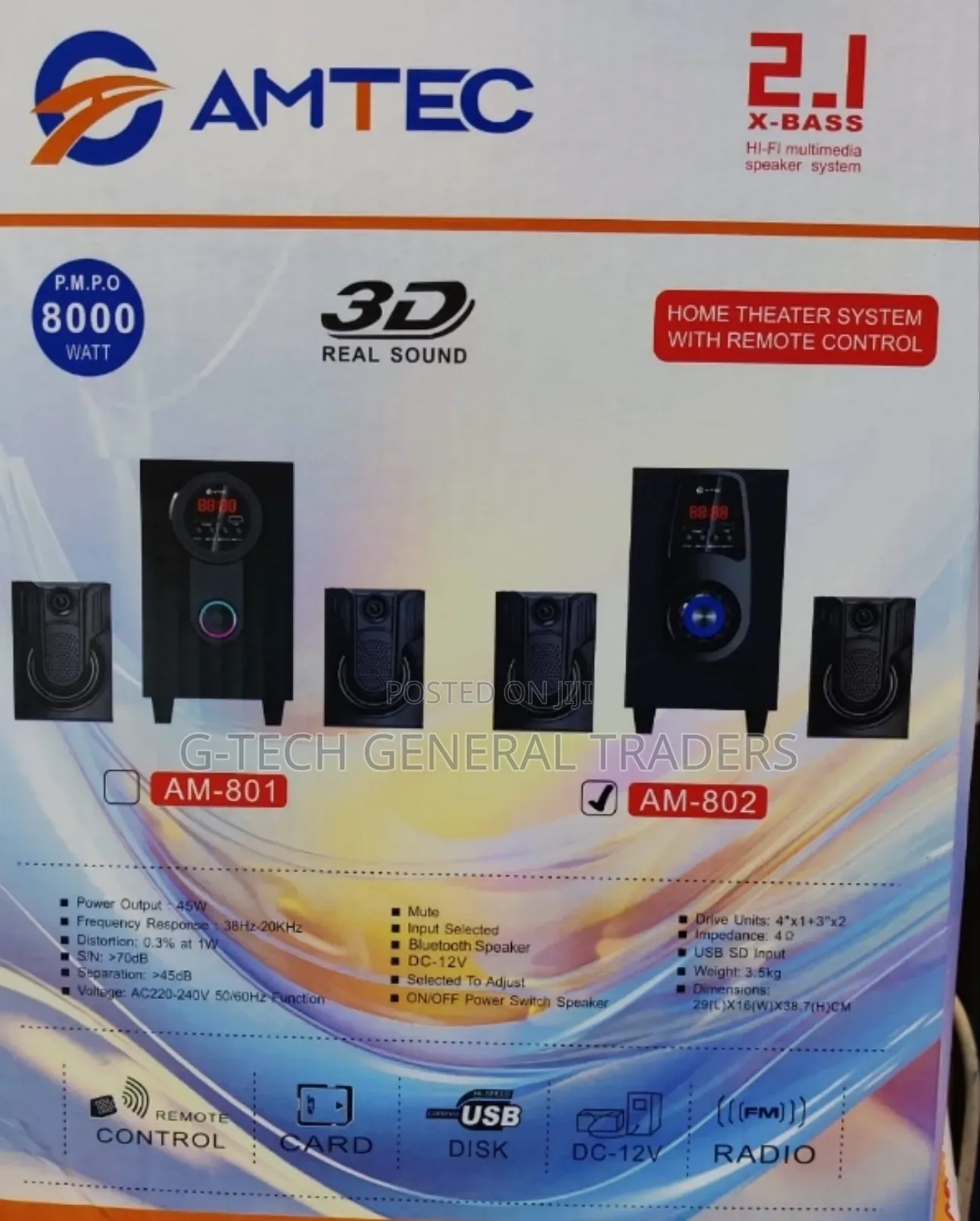 Amtec Am-802 Multimedia Speaker System 8000w