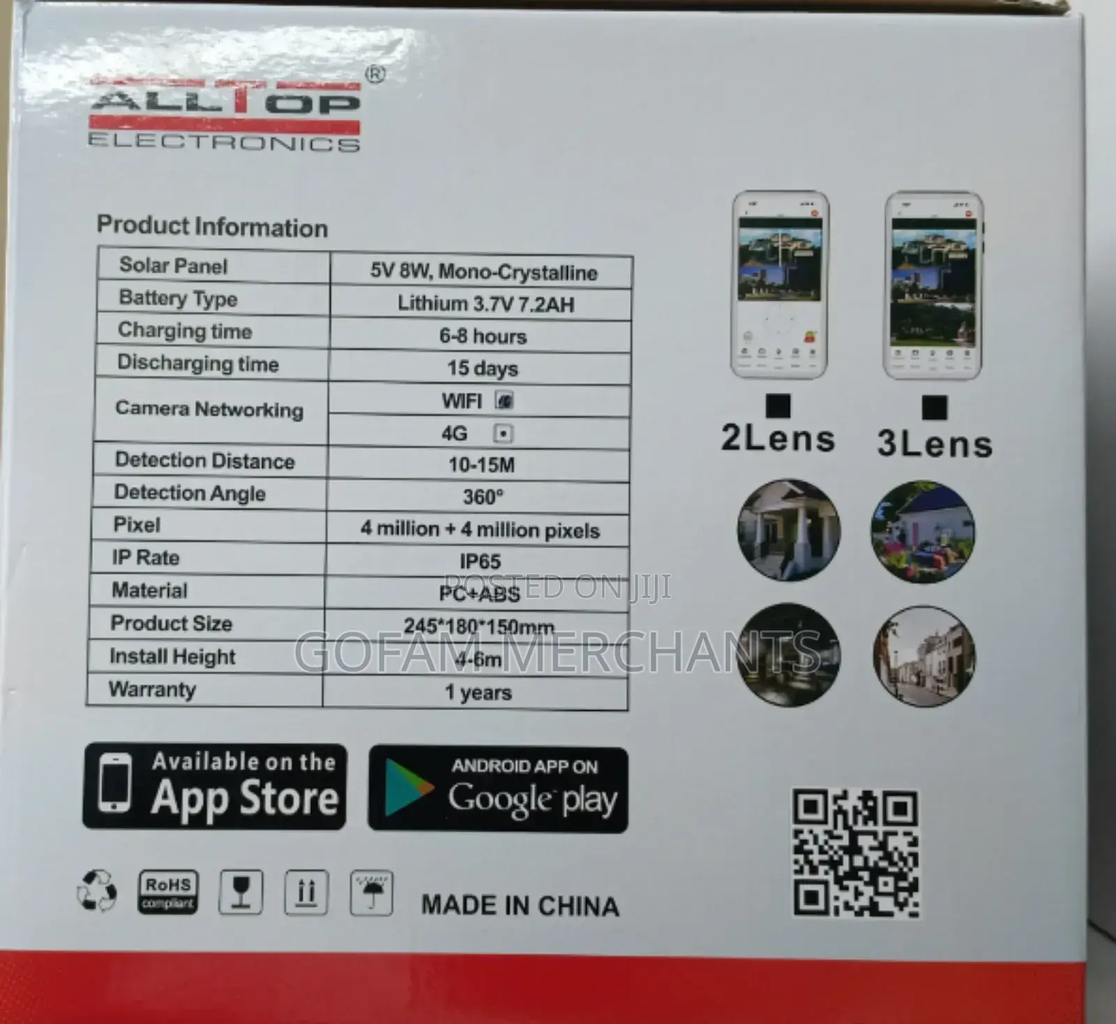Alltop 600w 4g And Wifi Solar Camera