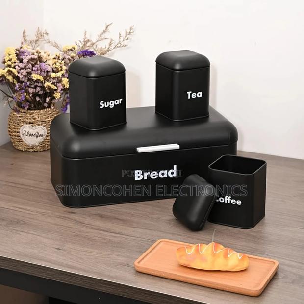 Alloy Bread Bin With Three Canister Set - main view