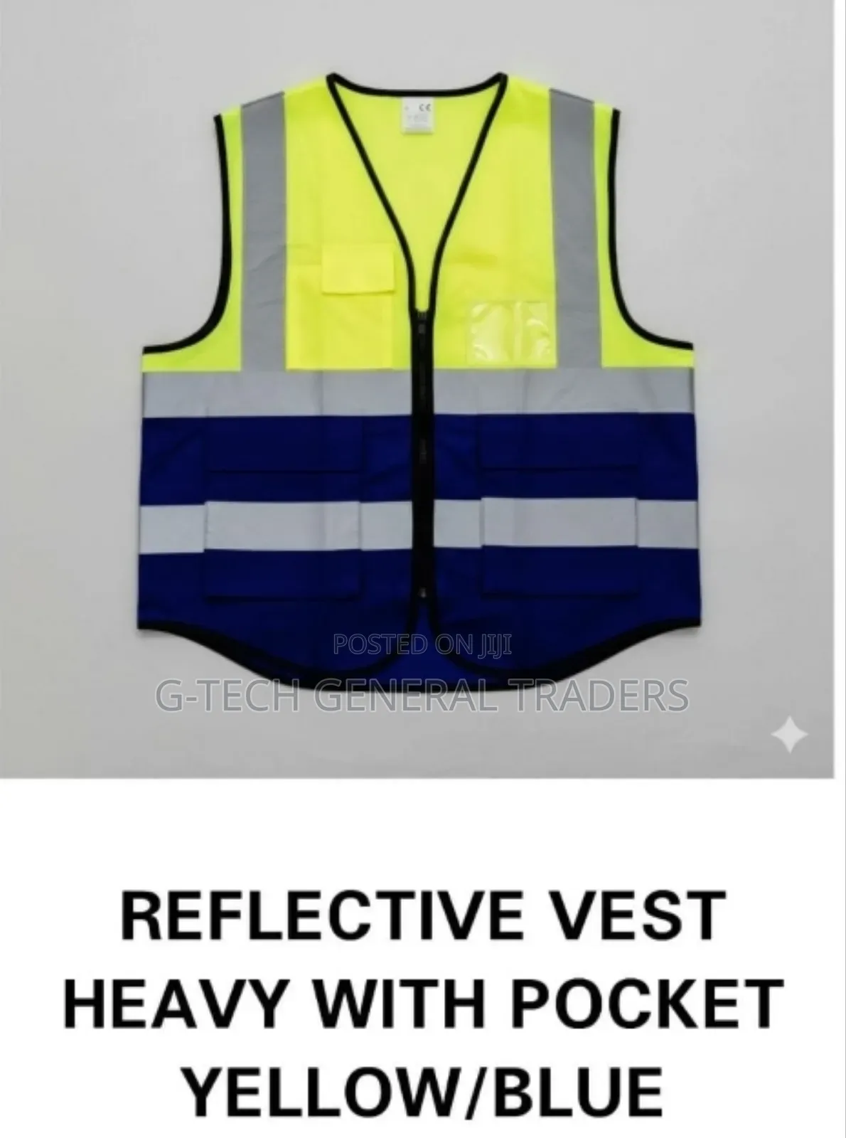 Reflective Vest Heavy With Pockets Yellow Blue