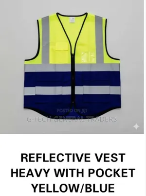 Reflective Vest Heavy With Pockets Yellow Blue