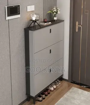 Home Cabinet; Flip Elegant Wooden Shoe Cabinet With Adjustable Storage