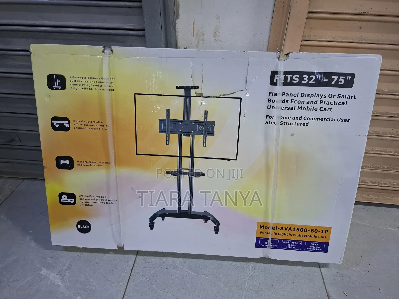 Ava 1700 Mobile Tv Trolley Stand With Lockable Wheels