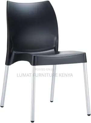 Modern Plastic Mid Back Black Chair