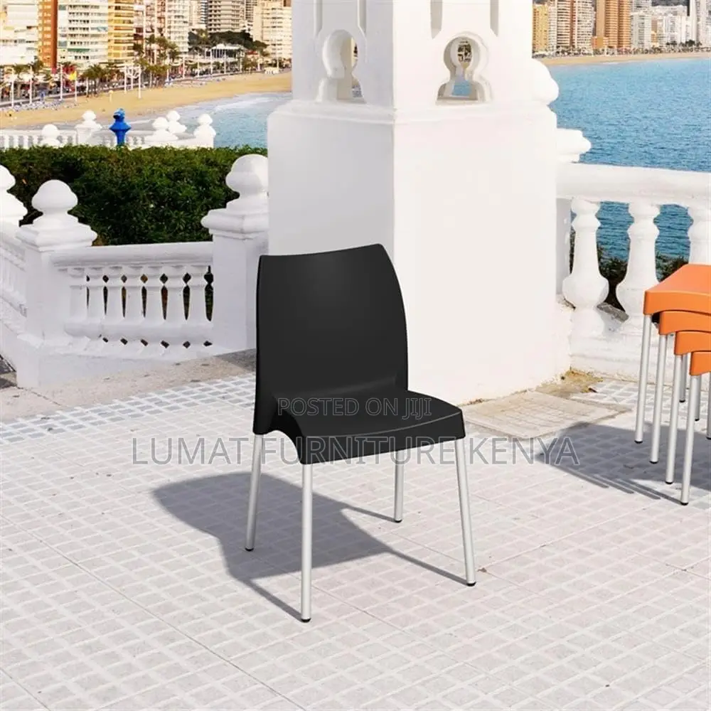 Modern Plastic Mid Back Black Chair