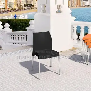 Modern Plastic Mid Back Black Chair