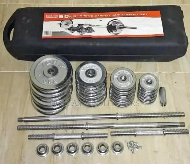 50 KGS Dumbbells and Barbell Set - main view