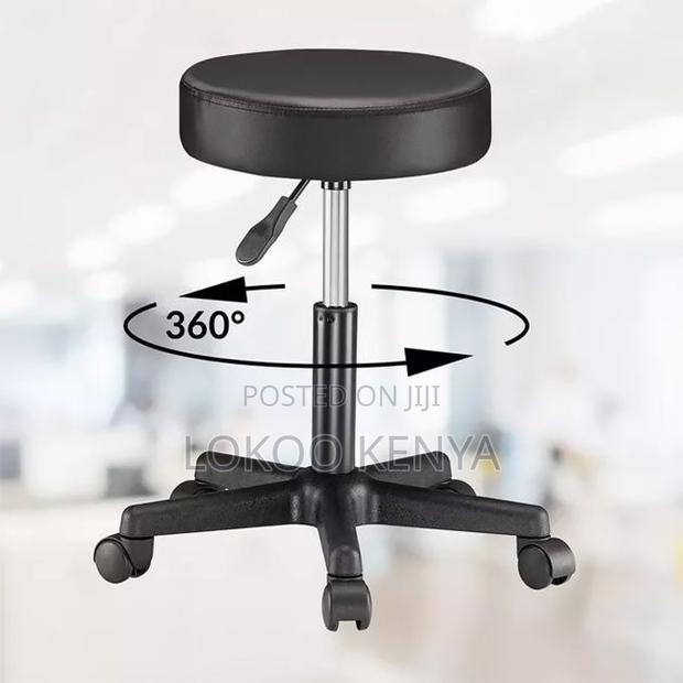 Stool; Leather Heavy Duty Rolling Adjustable Counter Barstool - thumbnail 2
