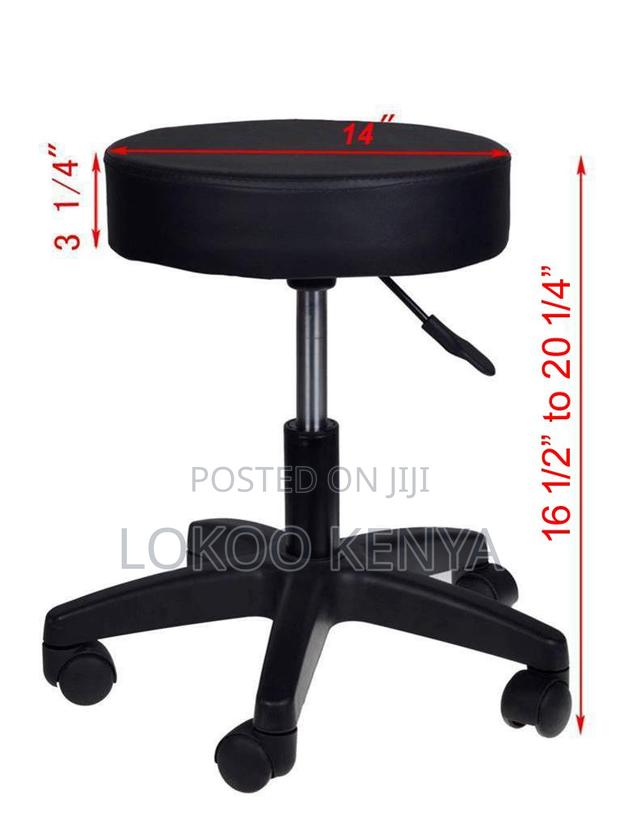 Stool; Leather Heavy Duty Rolling Adjustable Counter Barstool - thumbnail 3