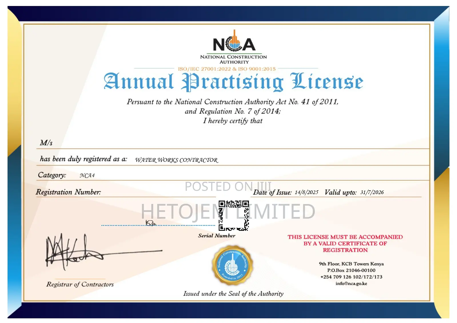 Nca Registration