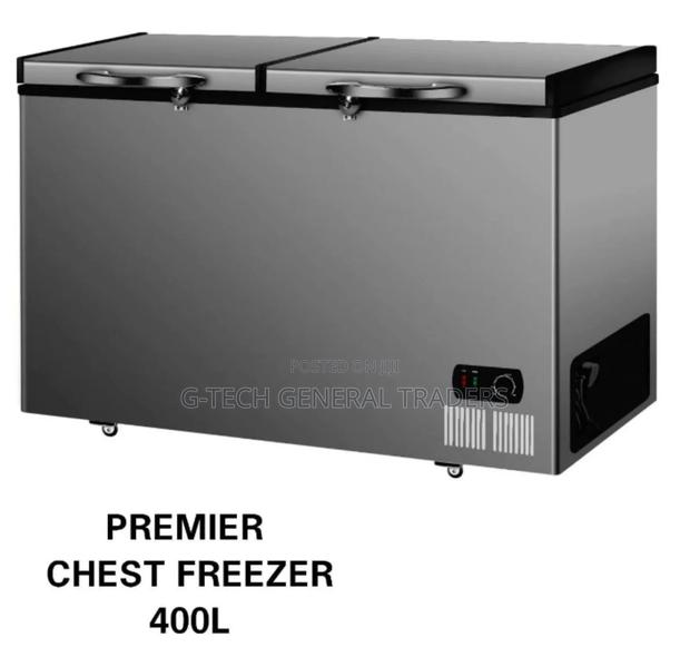 Premier 400l Double Door Flip Door Energy Saver Chest Freezer