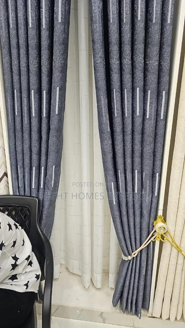 Dark Grey Curtain With Silver Lines
