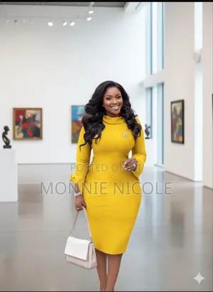 Stylish Yellow Office Dress