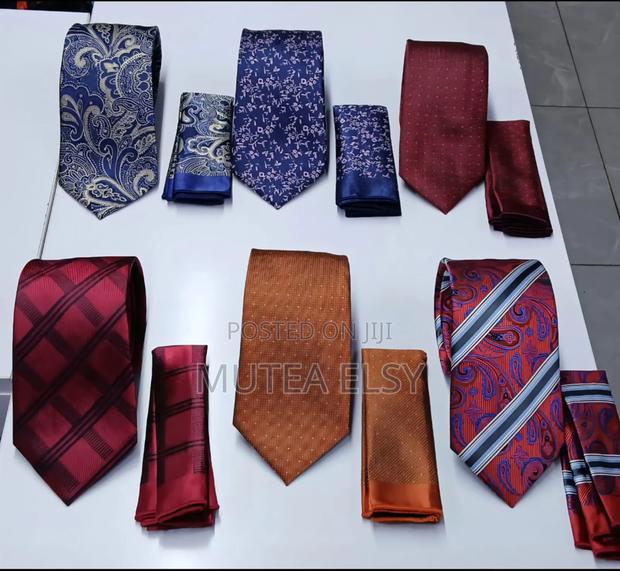 Burnt Orange Cream Checked Executive Tie Sets - main view