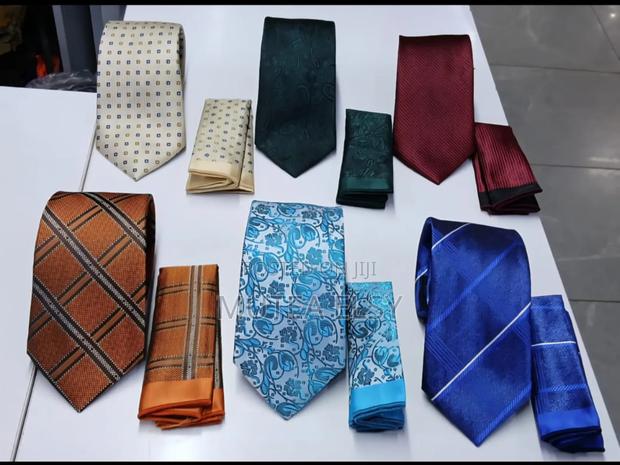 Burnt Orange Cream Checked Executive Tie Sets - thumbnail 2