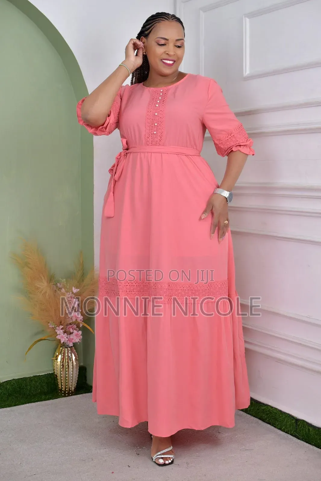 Baby Pink Stylish Maxi Dress