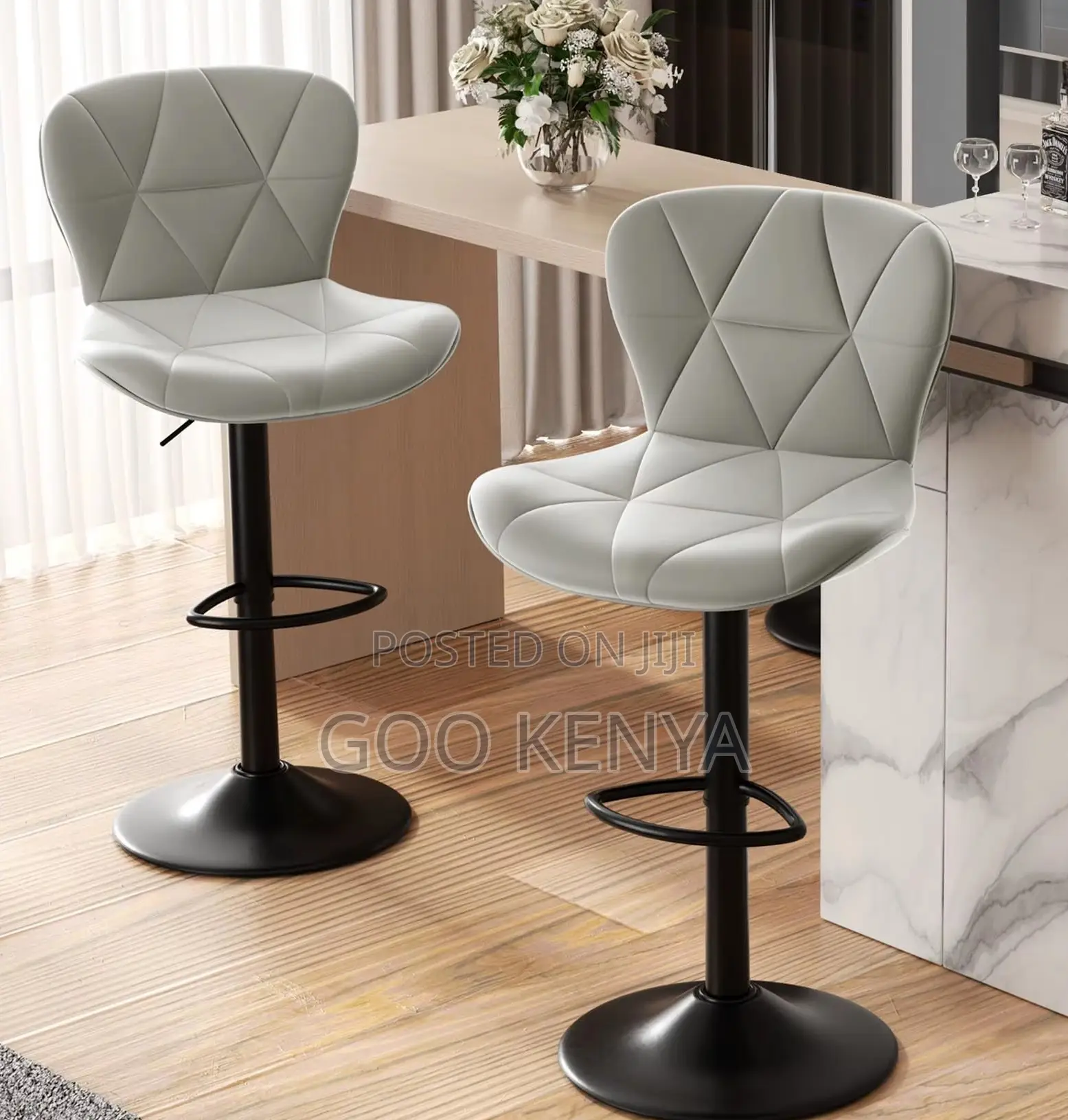 Home Bar Stool; Comfortable Rotating Stool With Fabric Cushion