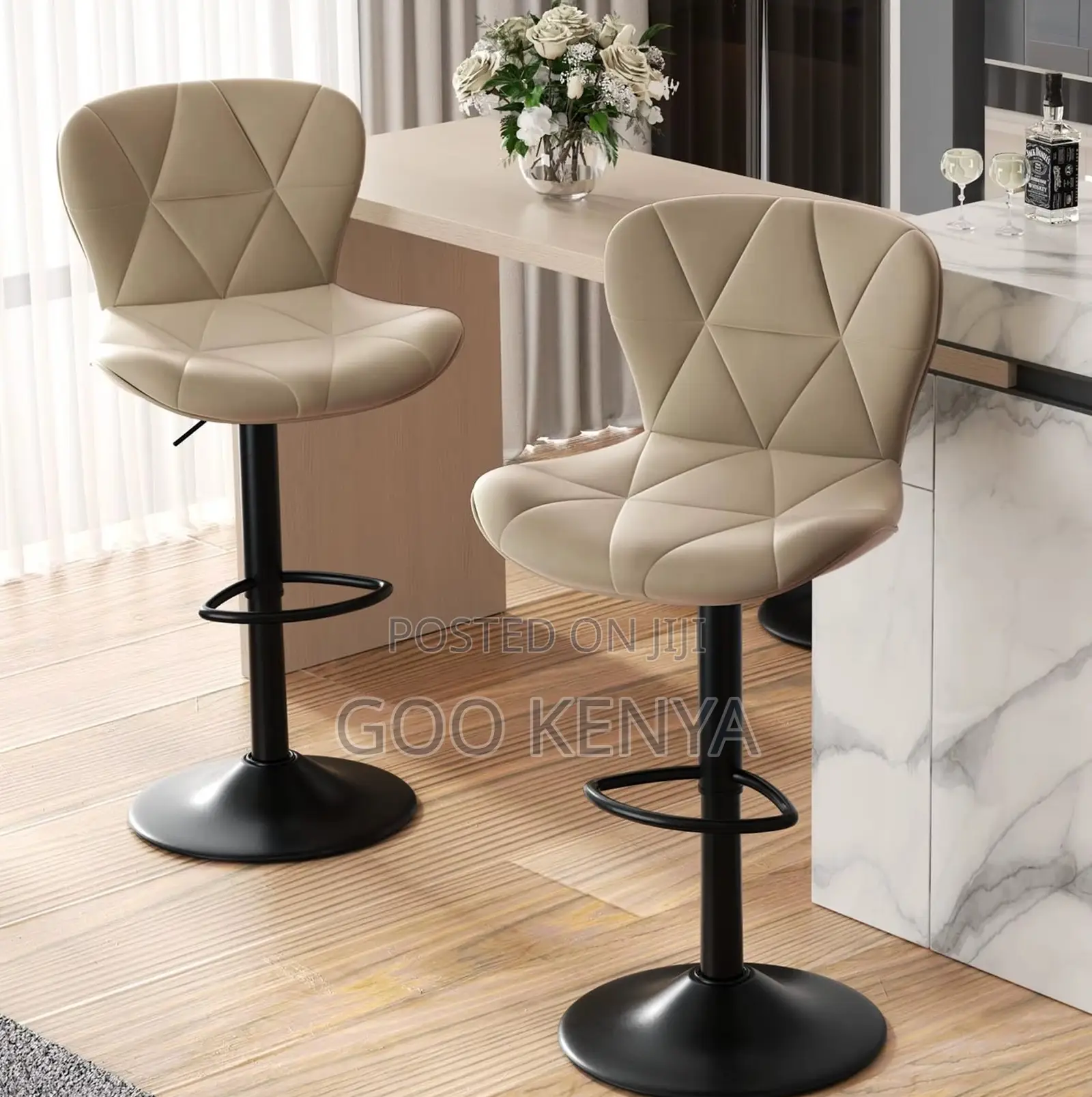Home Bar Stool; Comfortable Rotating Stool With Fabric Cushion