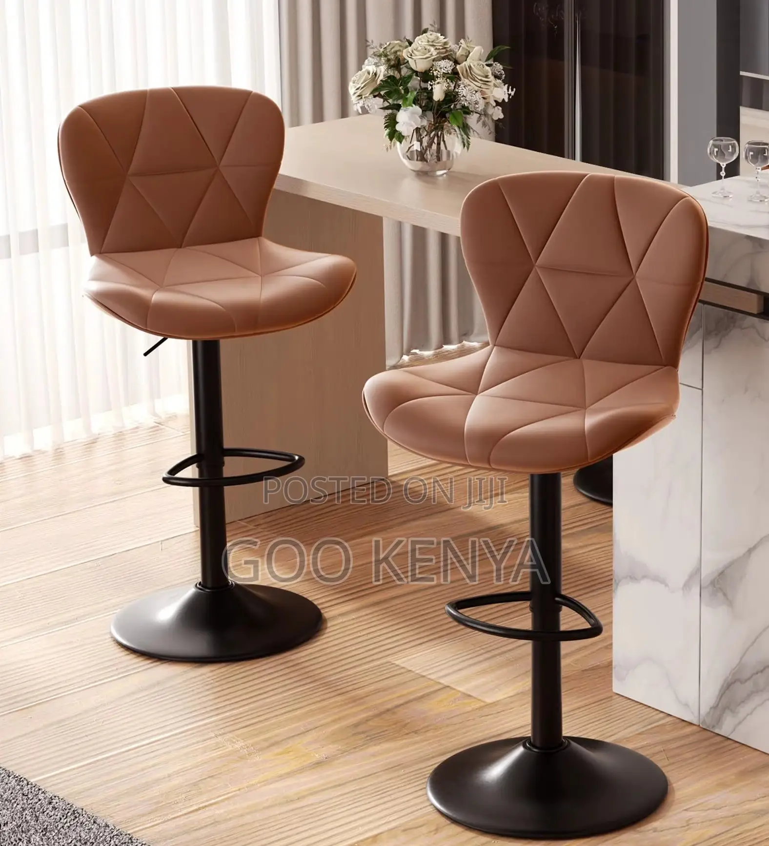 Home Bar Stool; Comfortable Rotating Stool With Fabric Cushion