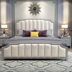 Home Bed; Leather Headboard Durable Ash Wood Bed With Natural Finish