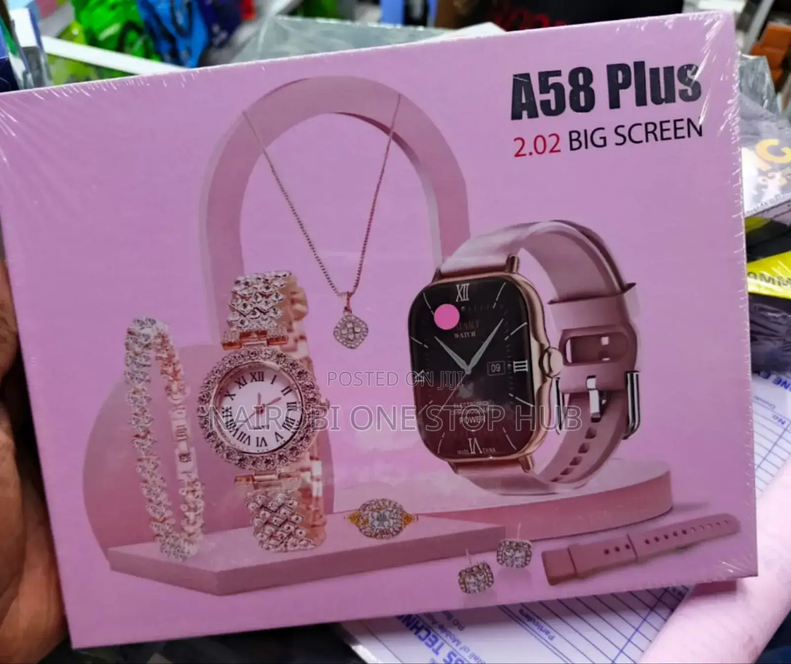 A58 Plus Smart Watch With Elegant Jewelry Combo