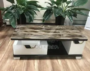 Home Table; Designer Console Marble Coffee Table With Cabinets