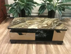 Home Table; Designer Console Marble Coffee Table With Cabinets