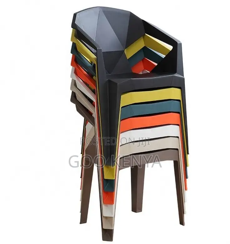 Home Chair; Colorful Geometric Stackable Plastic Dining Chair