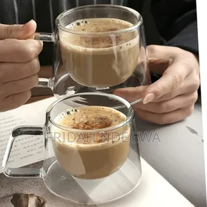 Heat-Resistant Borosilicate Double- Wall Glass Coffee Mug 2pcs Set